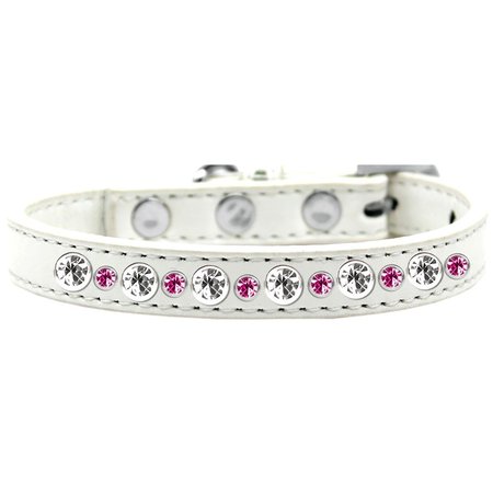 MIRAGE PET PRODUCTS Posh Jeweled Dog CollarWhite with Bright Pink Size 16 682-01 WTBPK16